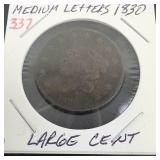 1830 Large Cent, medium letters