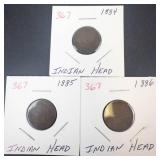 1884, 1885, 1886 Indian Head Cents