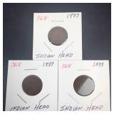 1887, 1888, 1889 Indian Head Cents