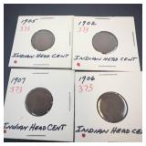 1902, 1905, 1906, 1907 Indian Head Cents