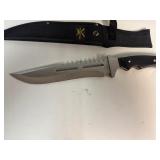 Big Game Tracker Hunting Knife 15 1/2' Fixed Blade Satin Finish, Black Bakka Wood Handle