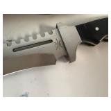 Big Game Tracker Hunting Knife 15 1/2' Fixed Blade Satin Finish, Black Bakka Wood Handle