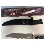 Big Game Tracker Hunting Knife 15 1/2' Fixed Blade Satin Finish, Black Bakka Wood Handle