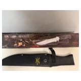 Big Game Tracker Hunting Knife 15 1/2' Fixed Blade Satin Finish, Black Bakka Wood Handle