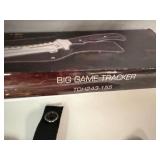 Big Game Tracker Hunting Knife 15 1/2' Fixed Blade Satin Finish, Black Bakka Wood Handle