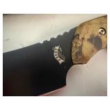 The Whistler Hunting Knife Black Coated Stainless Steel Blade, Pakka Wood Handle with Camo Coating 9' Overall