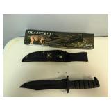 Desert Bull Hunting Knife 11.5' Fixed Black Blade, Black Plastic Handle