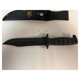 Desert Bull Hunting Knife 11.5' Fixed Black Blade, Black Plastic Handle