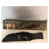 Desert Bull Hunting Knife 11.5' Fixed Black Blade, Black Plastic Handle