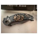 ElitEdge Grey Grim Reaper Assisted 4 3/4' Closed (Retail $36.95) and ElitEdge Green Skull Folder 4 3/4' Closed (Retail $36.95)