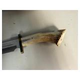 Vintage Antler Handle Bowie Knife with Sheath 18' Overall