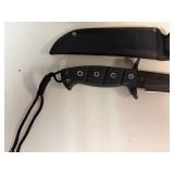 TAC Assault Knife Black Blade, Black Rubber Handle 12' Overall