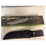 TAC Assault Knife Black Blade, Black Rubber Handle 12' Overall