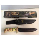 Frost Cutlery Jungle Fever V Hunting Knife Black Stainless Steel Blade 13.5' Overall