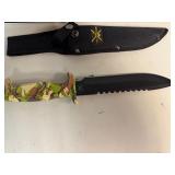 Frost Cutlery Jungle Fever V Hunting Knife Black Stainless Steel Blade 13.5' Overall