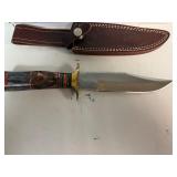 Chipaway Classics Landing Eagle Hunting Knife Stainless Steel Blade, Genuine Bone and Pakka Wood Handle 12' Overall
