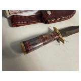 Chipaway Classics Landing Eagle Hunting Knife Stainless Steel Blade, Genuine Bone and Pakka Wood Handle 12' Overall