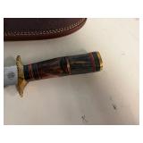 Chipaway Classics Landing Eagle Hunting Knife Stainless Steel Blade, Genuine Bone and Pakka Wood Handle 12' Overall