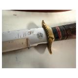 Chipaway Classics Landing Eagle Hunting Knife Stainless Steel Blade, Genuine Bone and Pakka Wood Handle 12' Overall