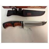 Sharp's Cutlery West Outlaw Hunter Knife. Stainless Steel Blade, Black and Walnut Pakka Wood Handle 11' Overall