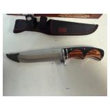 Sharp's Cutlery West Outlaw Hunter Knife. Stainless Steel Blade, Black and Walnut Pakka Wood Handle 11' Overall