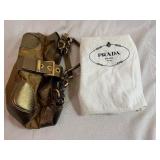 PRADA Shoulder Bag, Tobacco and Bronze, Nylon and Leather Includes Authenticity Card, Product Tag and Dust Bag - Excellent Condition