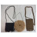 Three Vintage Small Beaded Bags (Moyna, Noir)