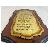 Vintage Homeco Ten Commandments Wall Plaque - Brass and Wood 10' x 18'