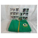 Minnesota North Stars Full Zip Sweatshirt (Size Medium) and Seventeen Minnesota North Stars Trading Cards