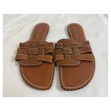 Celine Tippi Slides Brown Leather with Protective Bag 39B Italy