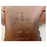 Celine Tippi Slides Brown Leather with Protective Bag 39B Italy