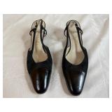 CHANEL Classic Black Leather Slingback Heels with protective bag 38 1/2 Italy