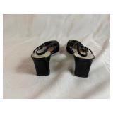 CHANEL Classic Black Leather Slingback Heels with protective bag 38 1/2 Italy