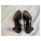 CHANEL Classic Black Leather Slingback Heels with protective bag 38 1/2 Italy