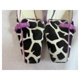 Vintage PRADA Mule Heels featuring Cow Print Pony Hair Upper, a Square Toe and Pink Suede Bow Detail with protective bag 39 Italy