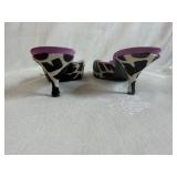 Vintage PRADA Mule Heels featuring Cow Print Pony Hair Upper, a Square Toe and Pink Suede Bow Detail with protective bag 39 Italy