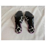 Vintage PRADA Mule Heels featuring Cow Print Pony Hair Upper, a Square Toe and Pink Suede Bow Detail with protective bag 39 Italy