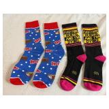 Two Pair of Unique Men's Socks: Ho Ho's, Everything Hurts and I'm Dying (Size 10-13) Never Worn