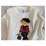 Ralph Lauren Girls 4/4T Ivory Polo Bear Long Sleeve Top. Never Warn.  Retail Prize $121