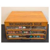 Richardson's Silk Thread Cabinet - Vintage Wood Box with Spools