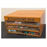 Richardson's Silk Thread Cabinet - Vintage Wood Box with Spools