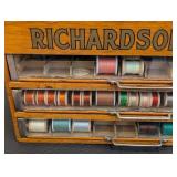 Richardson's Silk Thread Cabinet - Vintage Wood Box with Spools
