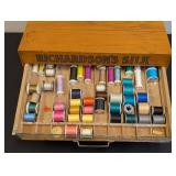 Richardson's Silk Thread Cabinet - Vintage Wood Box with Spools