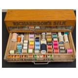 Richardson's Silk Thread Cabinet - Vintage Wood Box with Spools