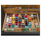 Richardson's Silk Thread Cabinet - Vintage Wood Box with Spools