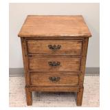Vintage Oak 3-Drawer Side Table