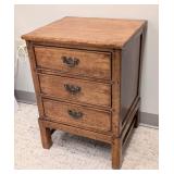 Vintage Oak 3-Drawer Side Table