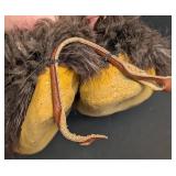 Beaded Floral Leather Moccasins - Vintage, Fur Trim, Beaded Embroidery