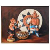 EI Heatwole Hopi Doll Painting - Framed Canvas