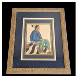 Chief Two Guns White Calf Print - Winold Reiss Glacier National Park Framed